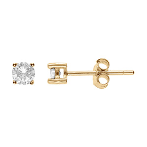 Boucles d'oreille  tige en vermeil solitaire oxyde rond 3mm serti griffes