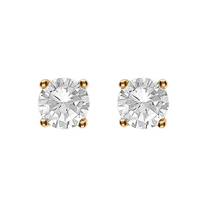Boucles d'oreille tige en vermeil solitairel oxyde rond 5mm 4 griffes