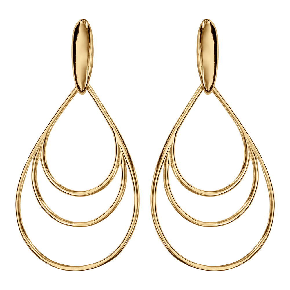 Boucles d\'oreille tige en vermeil style croles 3 gouttes - Vue 1