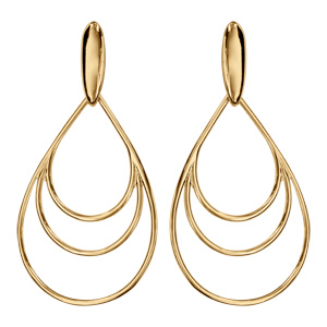 Boucles d\'oreille tige en vermeil style créoles 3 gouttes - Vue 1