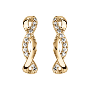 Boucles d\'oreille tige en vermeil torsade d\'oxydes blancs sertis - Vue 1