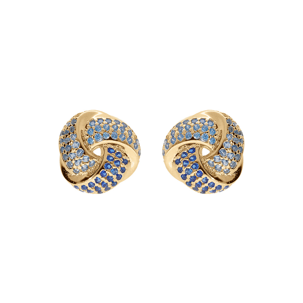 Boucles d\'oreille tige en vermeil trois rubans d�grad� d\'oxydes bleus - Vue 1