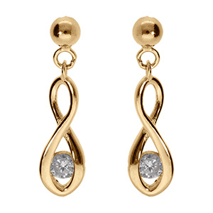Boucles d'oreille tige pendante en argent dor� rhodi� infini oxyde blanc