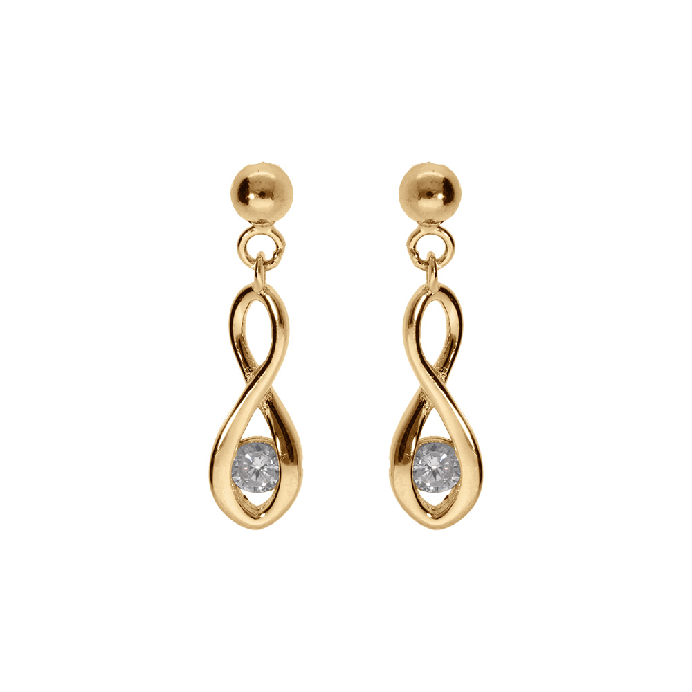 Boucles d\'oreille tige pendante en dor� rhodi� infini oxyde blanc - Vue 1