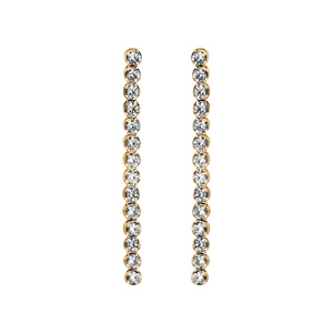 Boucles d\'oreille tige pendante en vermeil avec oxydes blancs sertis longues - Vue 1