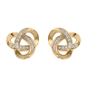 Boucles d'oreille tige vermeil noeud d'oxydes blancs sertis