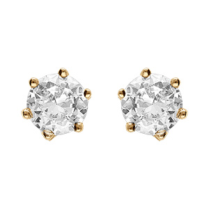 Boucles d'oreille tigeen  vermeil solitaire oxyde rond 5mm 6 griffes