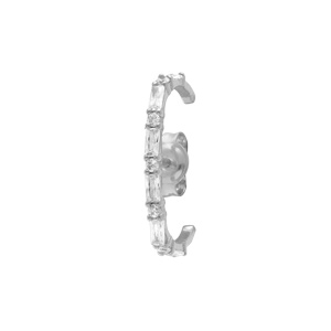 Boucles d\'oreille unitaire tige en argent rhodi ornes d\' oxydes blancs diffrents sertis  aspect piercing 2me et 3me trou - Vue 1