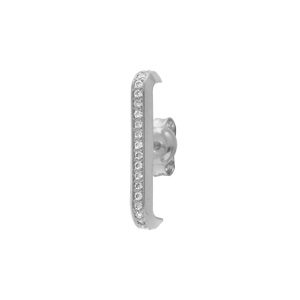 Boucles d\'oreille unitaire tige en argent rhodi tige  barrette d\'oxydes blancs sertis aspect piercing 2 & 3eme trou - Vue 1