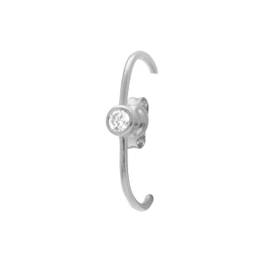 Boucles d\'oreille unitaire tige en argent rhodié un oxyde blanc serti aspect piercing 2et 3ème trou - Vue 1