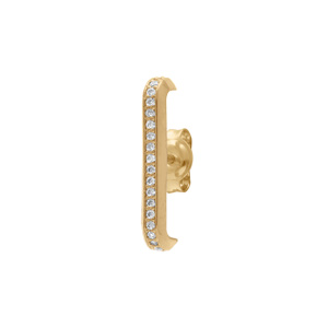 Boucles d\'oreille unitaire tige en plaqué or barrette ornée d\'oxydes blancs sertis aspect piercing 2 & 3eme trou - Vue 1