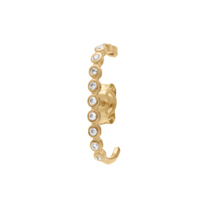 Boucles d\'oreille unitaire tige en plaqué or d\'oxydes blancs sertis aspect piercing 2 & 3eme trou - Vue 1