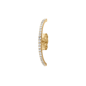 Boucles d\'oreille unitaire tige en plaqué or oxydes blancs sertis aspect piercing 2 & 3eme trou - Vue 1