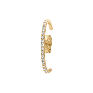 Boucles d\'oreille unitaire tige en plaqué or unitaire avec oxydes blancs sertis aspect piercing 2 & 3eme trou - Vue 1