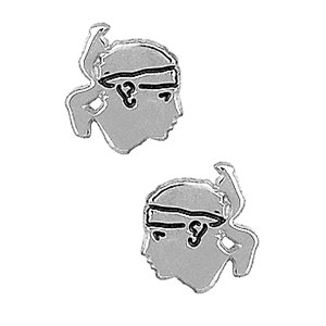 Boucles d\'oreilles argent rhodié tête de maure (Corse) - Vue 1