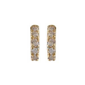 Boucles d\'oreilles demi-créoles en plaqué or petit modèle avec rail d\'oxydes blancs et fermoir poussette - Vue 1
