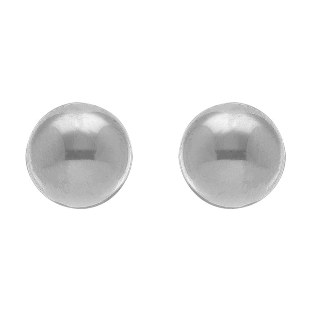 Boucles d\'oreilles en acier boule lisse de 7mm fermoir poussette - Vue 1