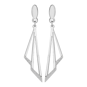 Boucles d\'oreilles en acier effet givr triangles ajours suspendus et fermoir poussette - Vue 1