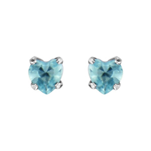 Boucles d\'oreilles en acier oxyde bleu ciel forme de coeur et fermoir poussette - Vue 1