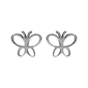 Boucles d\'oreilles en acier papillon vid et fermoir poussette - Vue 1