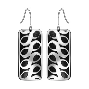 Boucles d\'oreilles en acier symboles infini noir et fermoir crochet - Vue 1