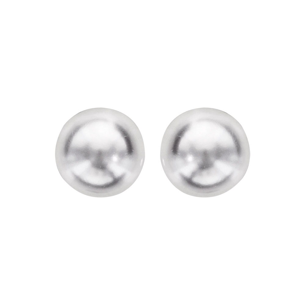 Boucles d\'oreilles en argent avec perle de synth�se blanche 10mm et fermoir poussette - Vue 1