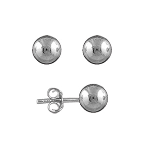 Boucles d\'oreilles en argent boule de 6mm et fermoir poussette - Vue 1