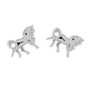Boucles d'oreilles forme tête de cheval en argent rhodié Boucles d'oreilles forme tête de cheval en argent rhodié