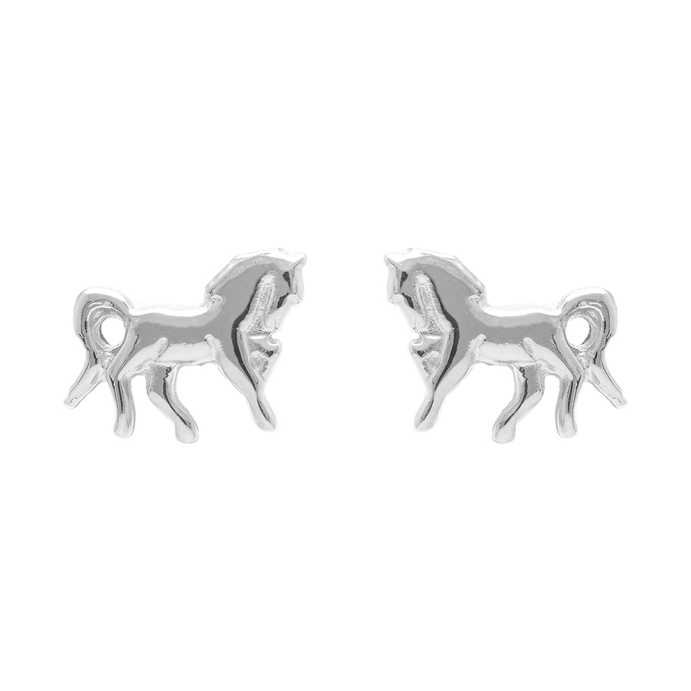 Boucles d\'oreilles en argent cheval et fermoir poussette - Vue 1