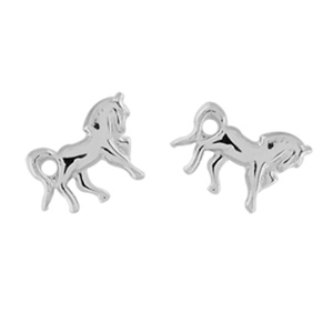 Boucles d\'oreilles en argent cheval et fermoir poussette - Vue 1