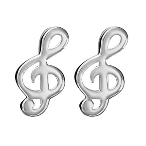 Boucles d\'oreilles en argent clef de sol ajoure et fermoir poussette - Vue 1