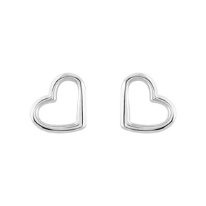 Boucles d\'oreilles en argent coeur dcoup et fermoir poussette - Vue 1