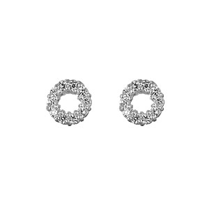 Boucles d\'oreilles en argent petit rond avec oxydes blancs serti et fermoir poussette - Vue 1