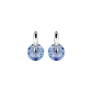 Boucles d\'oreilles en argent rhodi barrette avec oxyde rond bleu et fermoir poussette - Vue 1