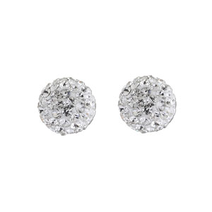 Boucles d\'oreilles en argent rhodi boule de rsine et strass blancs fermoir poussette - Vue 1