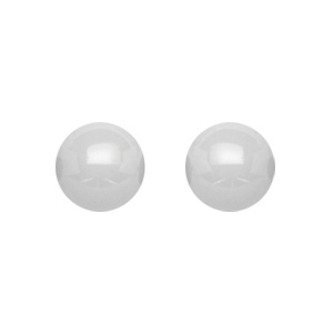 Boucles d\'oreilles en argent rhodi boule en cramique blanche de 8mm et fermoir poussette - Vue 1