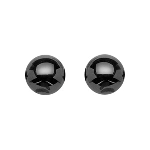 Boucles d\'oreilles en argent rhodi boule en cramique noire de 8mm et fermoir poussette - Vue 1
