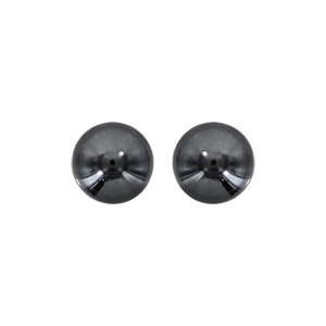 Boucles d\'oreilles en argent rhodi boule hmatite 8mm et fermoir poussette - Vue 1