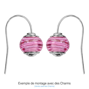 Boucles d\'oreilles en argent rhodié charms fermoir crochet - Vue 1
