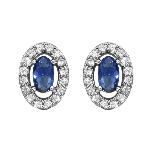 Boucles D'oreilles Pendantes Cristal Bleu Alliage Doré - Bijou Occasion