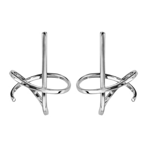 Boucles d\'oreilles en argent rhodi courbes et noeud suspendus fermoir poussette - Vue 1