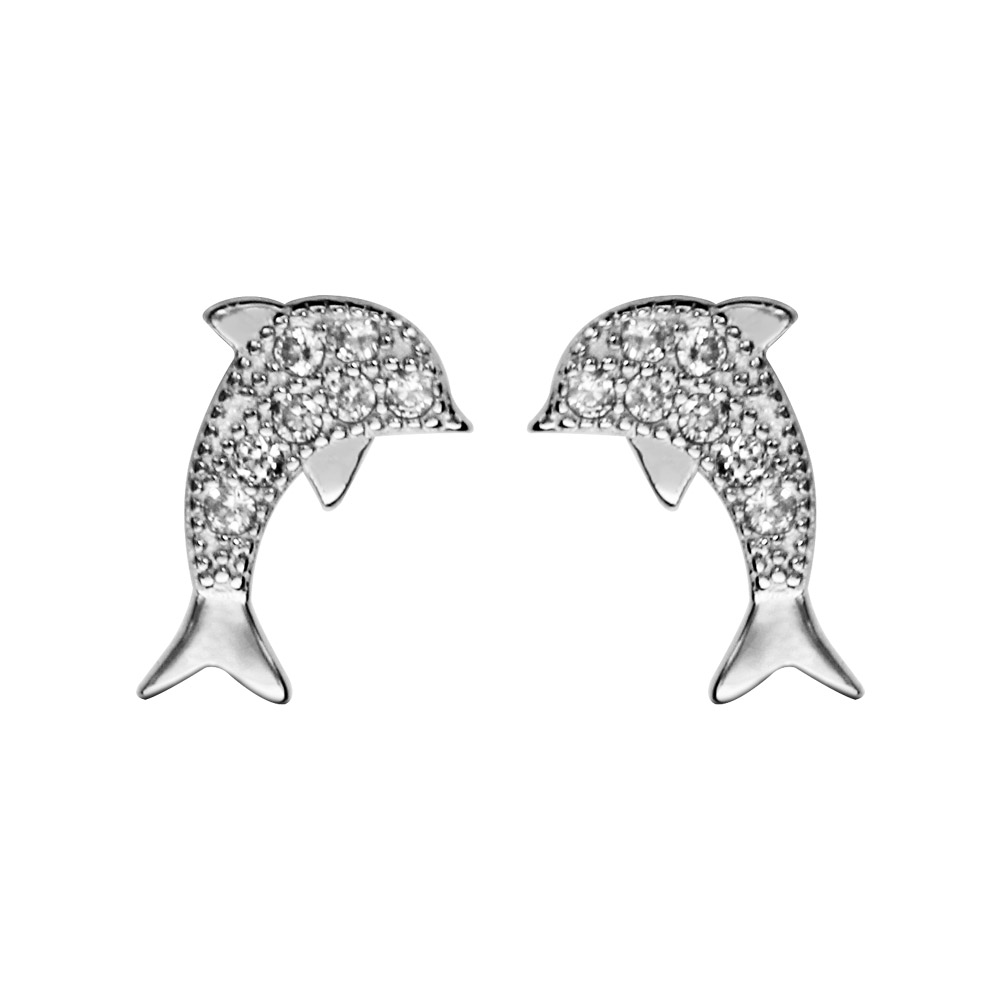 Boucles D'oreilles Dauphin – Acier Inoxydable Plaqué Or – Clous – Budget Beauté – NEUF