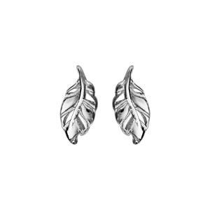 Boucles d\'oreilles en argent rhodi feuille ajoure et fermoir poussette - Vue 1