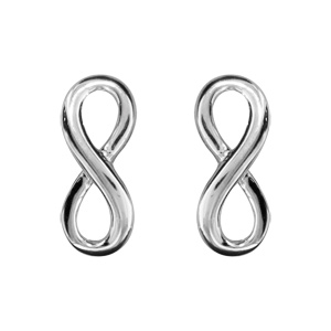 Boucles d\'oreilles en argent rhodi infini lisse petit modle et fermoir poussette - Vue 1