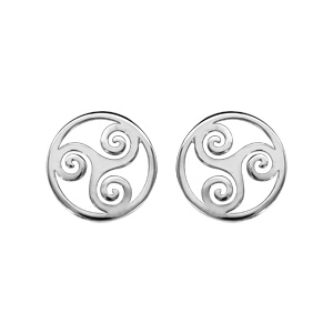 Boucles d\'oreilles en argent rhodi motif triskel fermoir  poussette - Vue 1