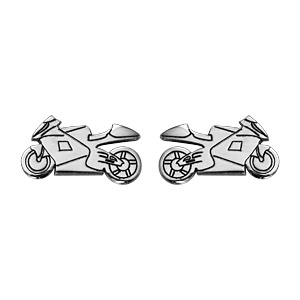 Boucles d\'oreilles en argent rhodi moto de route et fermoir poussette - Vue 1