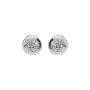 Boucles d\'oreilles en argent rhodi oxyde blanc serti clos et fermoir poussette - Vue 1