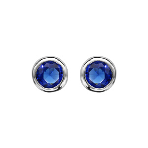 Boucles d\'oreilles en argent rhodi oxyde bleu fonc serti clos et fermoir poussette - Vue 1