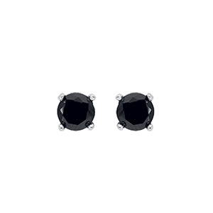 Boucles d\'oreilles en argent rhodi oxyde noir de 5mm serti 4 griffes et fermoir poussette - Vue 1