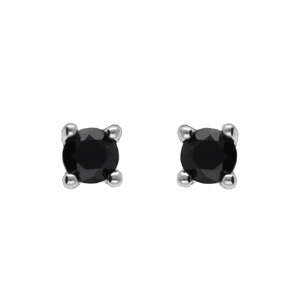 Boucles d\'oreilles en argent rhodi oxyde noir de 2 mm serti griffes - Vue 1